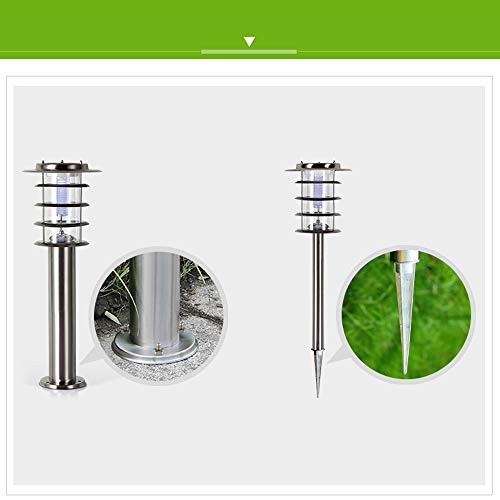 Modern Simple Silver Outdoor Waterproof E27 Post Lights Europese RVS Column Lampen Lawn Landscape Garden Park Home Villa Lighting Pillar Lights (Color : Solar-A) (Gemeentelijke elektriciteit - Afbeelding 3