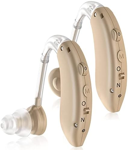 Hearing Aids, Enjoyee Hearing Aids for Seniors Invisible Rechargeable Hearing Amplifier with Noise Cancelling for Adults Hearing Loss, Digital Ear Hearing Assist Devices Volume Control Flesh