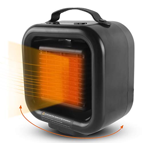 【2020】セラミックヒーター 電気ファンヒーター 静音ヒーター SUPER DREAM 足元 卓上 小型 首振り 3段階切替 省エネ 過熱保護 転倒保護(黒)