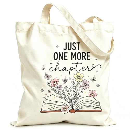 Image of LCOLYDM 1 Pack Book Lover Tote Bag, Canvas Floral Reading Bag For Women