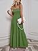 GOLDSTITCH Women's 2023 Summer Bohemian Spaghetti Strap Smocked A Line Flowy Maxi Dress Army Green