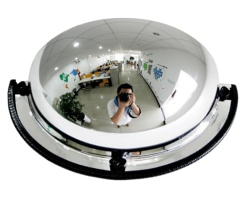 Brfveob 安全ミラー ガレージミラー 防犯ミラー 凸面ミラー 接着タイプ 丸型 カーブミラー、ガレージミラー、道路反射鏡で見えない角度で道路の安全が見える、車庫・駐車場の出入口の事故防止に (四分の一球面鏡 60cm)