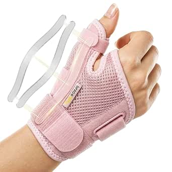 BraceUP Thumb Splint Brace for Right and Left Hands, CMC Support for Arthritis, Tendonitis, Carpal Tunnel, and Thumb Sprain (Pink)