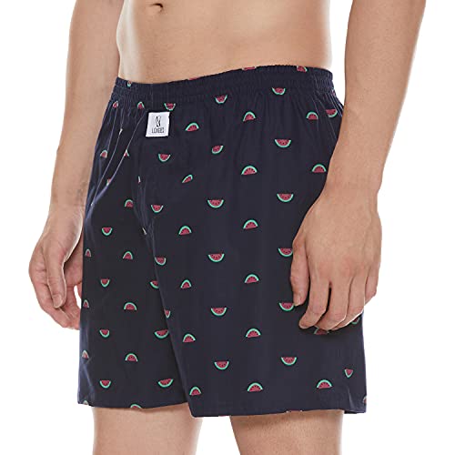 Image of Longies Pure Mens 100% Cotton Boxers (Pack of 3) Regular Shorts (LGBOXPO3V003 Navi,Cream,Aqua3324 L)