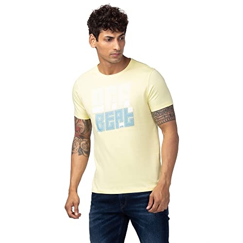 Image of Spykar Round Neck Half Sleeves Cotton Blend Slim Fit T-Shirt for Men
