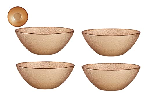 Lot de 4 bols en verre 15 cm - Bol à salade en verre doré