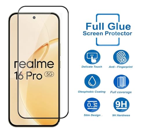 Image of HD Tempered Glass Screen Protector Compatible for Realme 16 Pro 5G with Edge to Edge coverage and Easy Installation kit