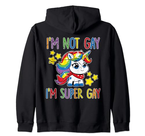 Vintage Rainbow I'm Not Gay Soy Super Gay LGBT Pride Unicorn Sudadera con Capucha