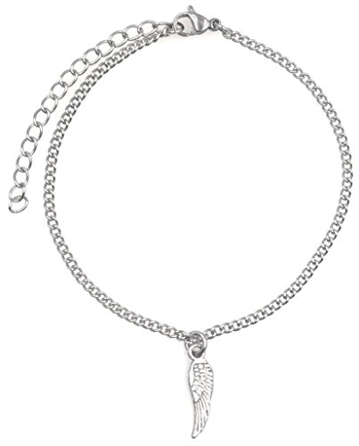 It's All About...You! 7.5” - 9.5” Stainless Steel Ankle Bracelet with Alloy Mini Angel Wing 52C