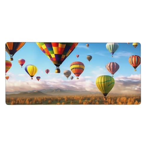 大型デスクマット 35.4 x 15.7インチ 拡張ゲーミングマウスパッド XXL 熱気球 キーボードマット ロングマウスパッド デスクデコレーション ライティングパッド デスクトップマット ノートパソコン マウスパッド オフィスホーム用