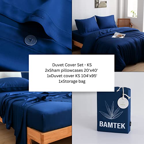 Bamtek Duvet Cover Set King - Soft Luxury Viscose From Bamboo Duvet Cover Set King - Cooling Duvet Cover For Hot Sleepers King Bed - 3 Piece King Duvet Set - King Duvet Cover Set (Sapphire) #TOP2