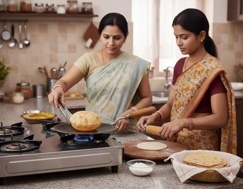 Image of Pure Iron Concave Tawa for Roti /Chapati with Wooden Handle | Premium Heavy 100% Iron Handmade Curved Tava for Multipurpose Uses & Health Benefits | Non-Toxic, No Chemical Layers| 10 Inch, Heavy 1KG