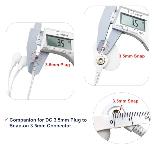 Image of 4 Count TENS Wires 3.5mm Plug TENS to 3.5mm Snap Electrode Wires for TENS Unit Electrodes Lead Wires for TENS (Please Check Plug Size - 3.5mm Plug Only)