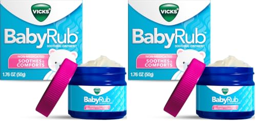 Image of Vicks BabyRub Chest Rub Ointment with Soothing Aloe, Eucalyptus, Lavender, and Rosemary, from the makers of VapoRub, 1.76 oz (Pack of 2)