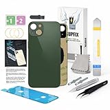Rückglas-Ersatz für iPhone 13, mit Repir-Werkzeugen, großes Loch, hintere Abdeckung, Glas, Ersatz, alle Träger mit vorinstalliertem Kleber und Reparaturwerkzeug-Kits (grün)