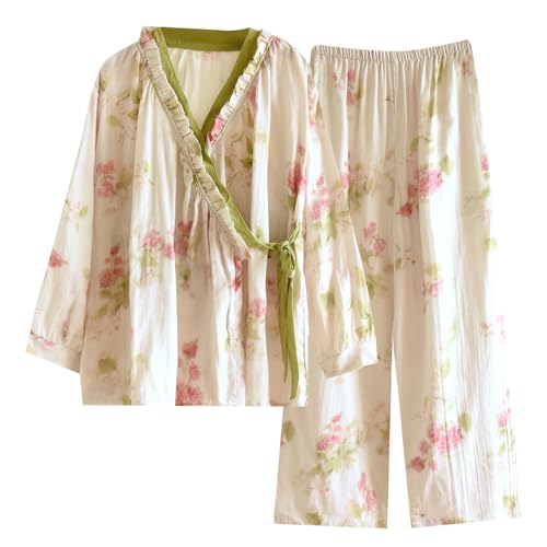 pagepx Womens Floral Cotton Pajama Set – Soft Sleepwear with