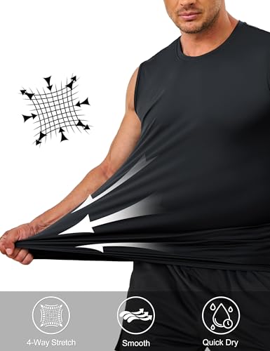 TACVASEN Sleeveless Shirts for Men 2-Pack Quick Dry Tank Tops Lightweight UPF 50+ Running Gym Workout Muscle Shirts4