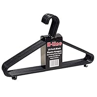 H-line Black Adult Plastic Clothes Coat Hangers with Trouser Bar and Lips