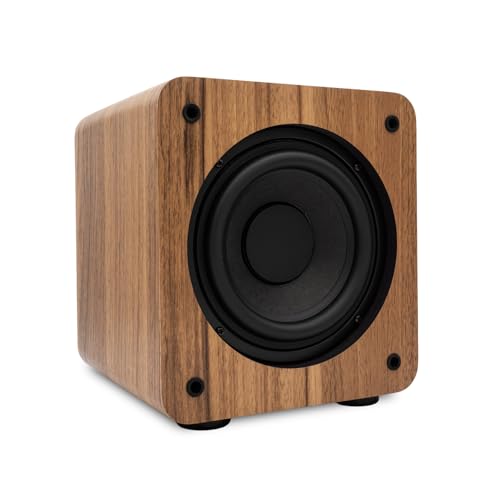 Image of Audioengine S6 Mini Subwoofer - Compact 210W Powered Bass Speaker | for Music, Movies, Gaming & Home Office Setups - Walnut