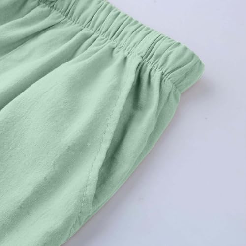 Big and Tall Cotton Linen Beach Pants for Men Lightweight Breathable Jogger Pant Solid Lounge Trousers with Pocket4