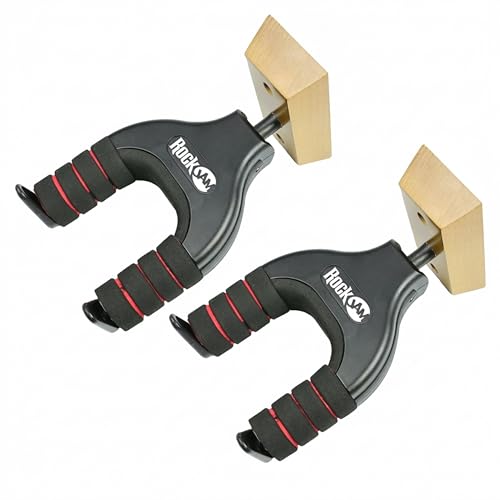 RockJam Twin Pack Guitar Hanger and Wall Mounts for...