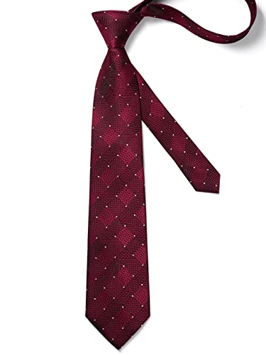 Image of HISDERN Mens Ties Plaid Tie and Pocket Square Set Classic Woven Formal Checkered Neckties & Handkerchief Wedding Party