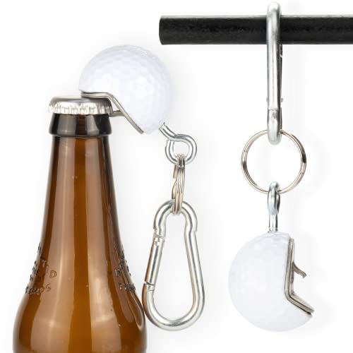 Golf Ball Bottle Opener made from Real Golf Ball, Keychain Bottle Opener Carabiner, Best Golf Gifts for Men Golf Gift Ideas