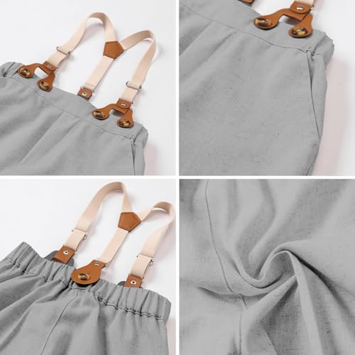 Image of SANGTREE Baby Boy Suit Wedding Ring Bearer Outfits Vest Short Sleeve Bowtie Shirt Suspender Summer Gentleman Shorts Sets