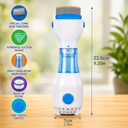 Image of Electric Head Lice Comb, Chemical Free Lice Removal Machine with Suction, Reusable Lice & Nits Vacuum Comb for Kids & Adults, Safe Gentle Hair Cleaning Tool, Portable Anti Lice Device