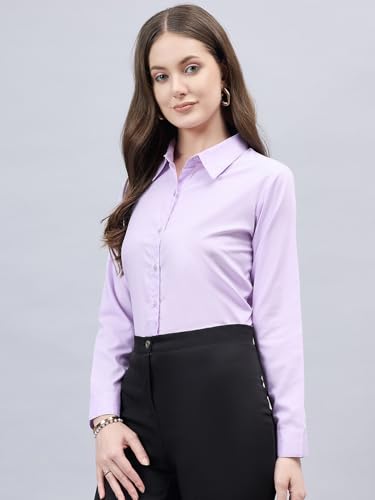 Image of Style Quotient Women Solid Chambrey Regular Formal Shirt