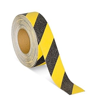 Lovato High Quality Self-Adhesive, Black & Yellow Stripe Floor Safety Tape 48mmx25 Meter Pack of 2