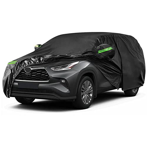 Image of 6 Layers Waterproof Car Cover Replace for 2008-2026 Toyota Highlander | All Weather Car Cover with Cotton Liner, Zipper Door, Windproof Bands for Snow Rain Dust Protection