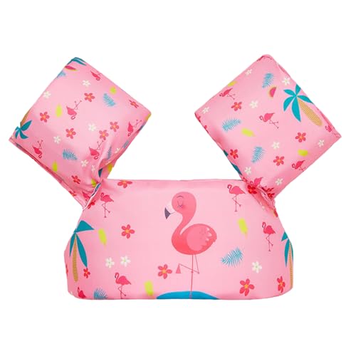 Kids Swim Vest, Toddler Swim Vest Kids Swimming Vest with Adjustable Strap and Secure Buckles, Baby Swim Vest Pool Float Vest for 2-6 Years Old Boys Girls(Flamingos)