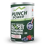 Boisson energetique PUNCH POWER | Boost énergétique -3H | Poudre energisante sport energie & hydratation | Vitamine b12 + glucides + electrolytes | Goût fruits rouges | Made in France