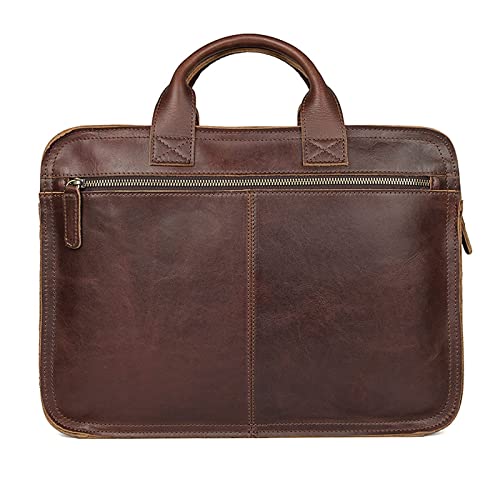 Business Mens Genuine Leather Laptop Bags, Briefcases for Men, Computers Bags, Messenger & Shoulder Bags, Handbags (Color : Brown)4