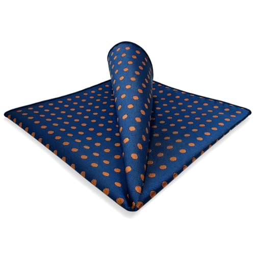 SHLAX&WING Large Silk Pocket Square Blue Dots Dotty Mens Hankies Hanky Fashion