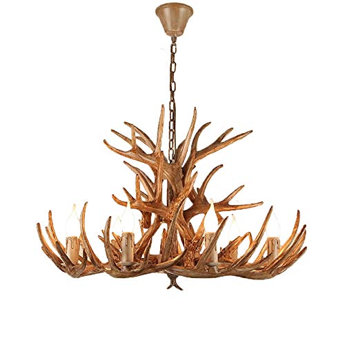 Lustre en corne de cerf haut de gamme en résine ciselée pour éclairage chic E12