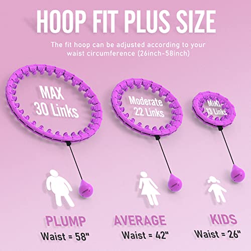 JKSHMYT Weighted Hula Circle Hoops for Adults Weight Loss, Infinity Fit Hoop Plus Size, 30 Detachable Links, Exercise Hoop for Women and Beginners (Purple)…