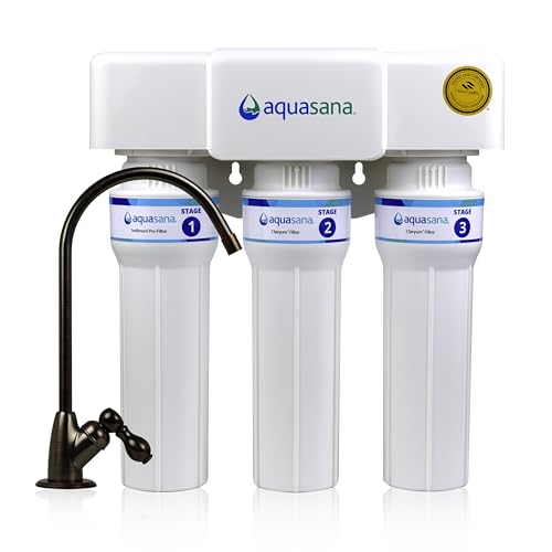 Image of Aquasana Under Sink Water Filter | 3-Stage Max Flow Filtration | Reduces up to 99.99% of PFAS, Lead, Chlorine, & More | Under Counter Drinking Water Filter | Oil-Rubbed Bronze Faucet | AQ-6300M-ORB