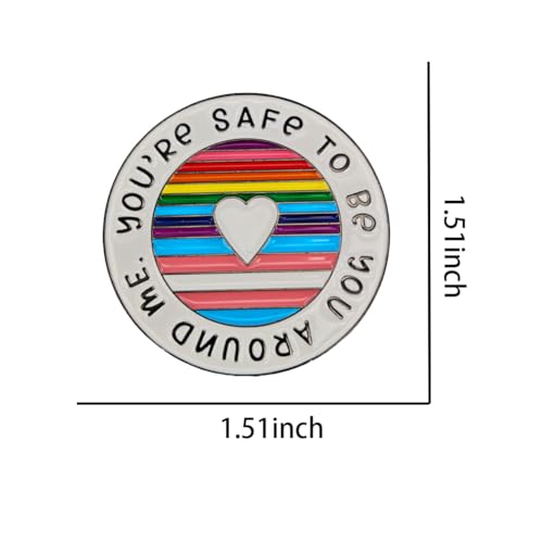 Image of Enamel Pin,You Are Safe To Be You Around Me Lapel Pin,Gift for LGBT Teens Lovers Partners,Rainbow Heart Button Badge,Gift for LGBT Teens Lovers Partners,DIY Decor,Pin on Shirt Canvas Bag