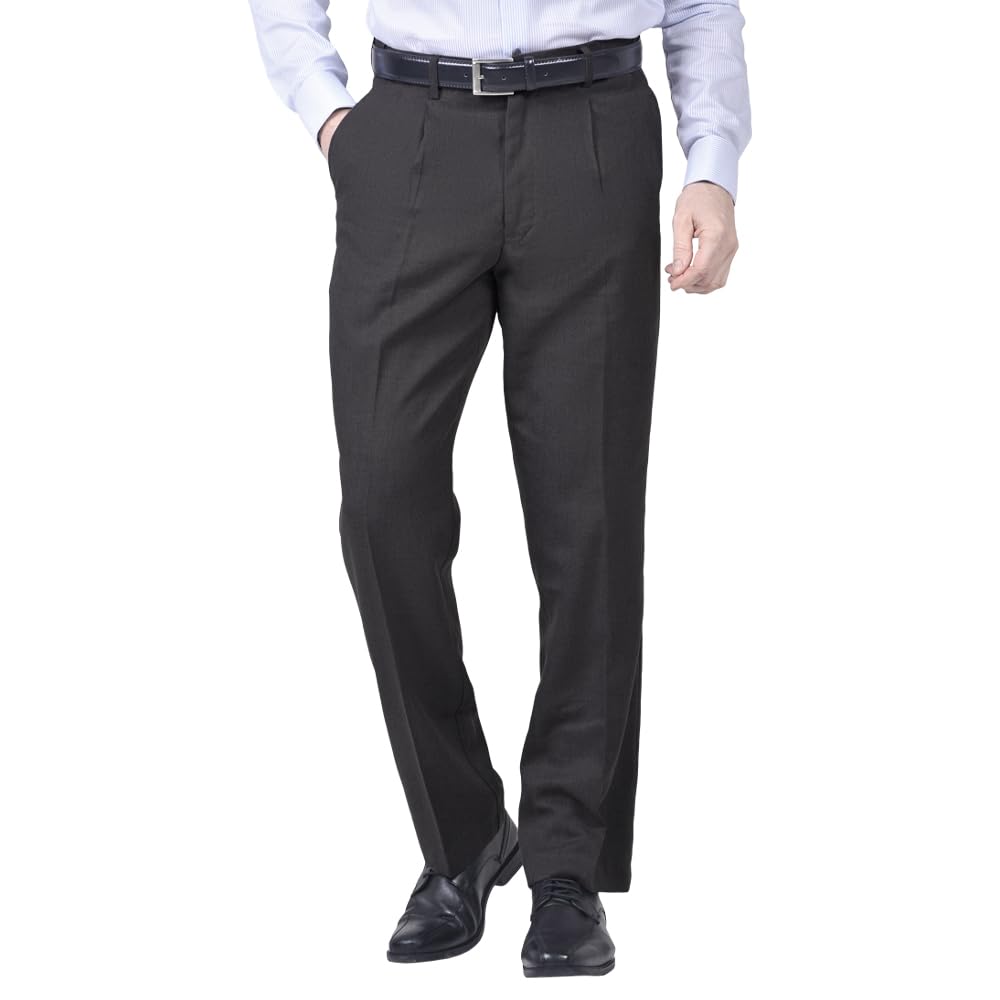 James Holton Men's Black ’S Formal Elasticated Trousers Stretch Waist Smart Trousers For | 58 Waist And 29 Leg