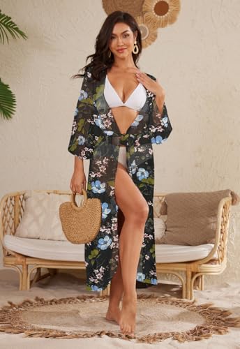Image of Jayscreate Women's Breezy Summer Boho Kimonos Sheer Beach Cardigan Cover Up