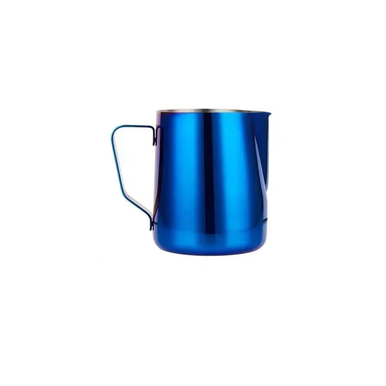 Jarra para Leche Jarra de espuma acero inoxidable 350/600 ml for café barista para Crema(350ml,Blue)
