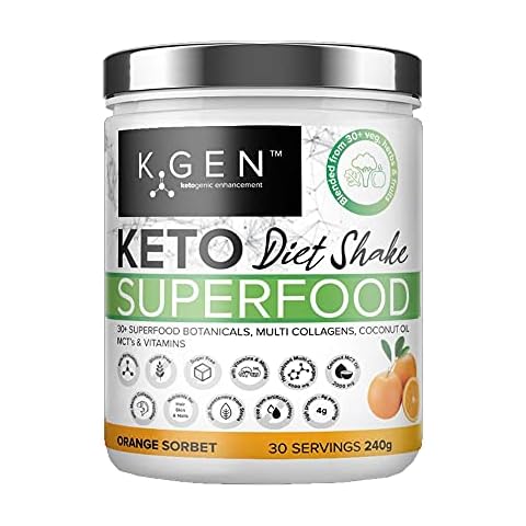 K-GEN™ Keto Superfood Collagen Diet Shake Superfood Micronutrient & Anti-oxidant Blend | Weight Loss Shake Multi-Collagen & MCT's with Herbs & Fruits | Immune, Health & Fat Loss (Orange 240g) Cover