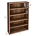 Ikee Design Wooden Wall-Mounted Display Shelves Rack for Collectibles-Figures,Shot Glasses,Spice Can,Cosmetics or Perfume-5 Adjustable Height Shelves,Space-Saving- Brown Color