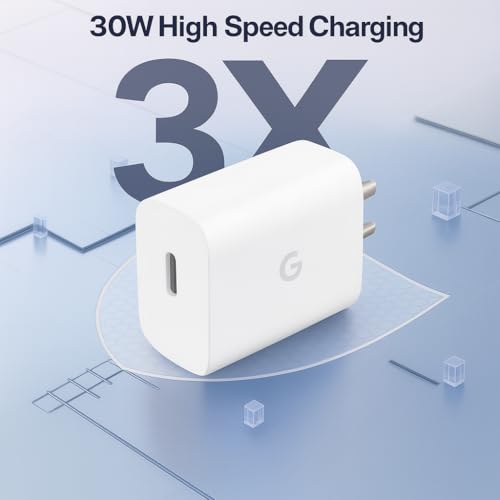 Image of Google 30W Original Type C Fast Charging Power Adapter for Google 10 /10 Pro /9A / 9 Pro XL /9 Pro /8 Pro /8 /8a,7 Pro /7 /7A, Tablet /Chrome Books & Other USB C Devices Quick Charger Support - 30 watt, White