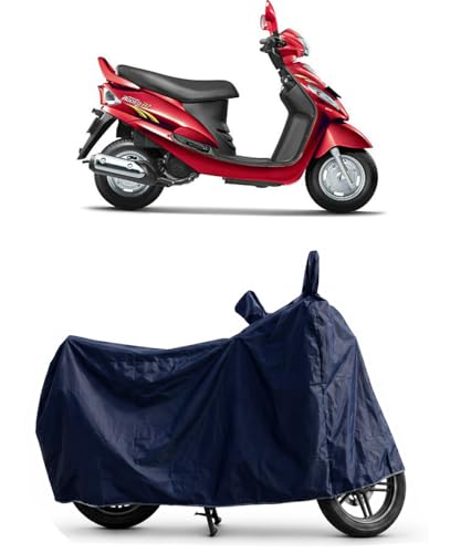 Image of Shield Heavy Duty Scooty Cover for Mahindra Gusto | All-Season, Tear-Proof Fabric | with Side Mirror Pocket & Buckle Belt | Mahindra Gusto Scooty Cover (Blue)