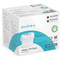 Filtro Evolve De Vand Cartucho de filtro de agua Aqua Optima - Evolve+ paquete de 12 (suministro para 12 meses), sistema de filtración en 5 etapas.