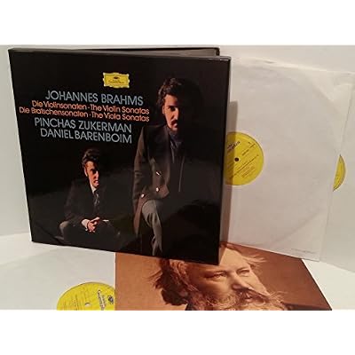 BRAHMS, PINCHAS ZUKERMAN, DANIEL BARENBOIM die violinsonaten, die bratschensonaten, 3 x lp boxset, libretto