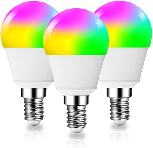 DOGAIN Bombillas inteligentes pequeñas A15, bombilla RGB que cambia de color compatible con Alexa Google Home, bombilla LED con base E12, WiFi